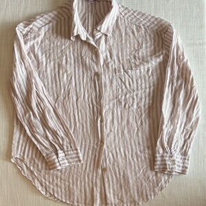Crave Fame Beige Striped Casual Button-Down Shirt